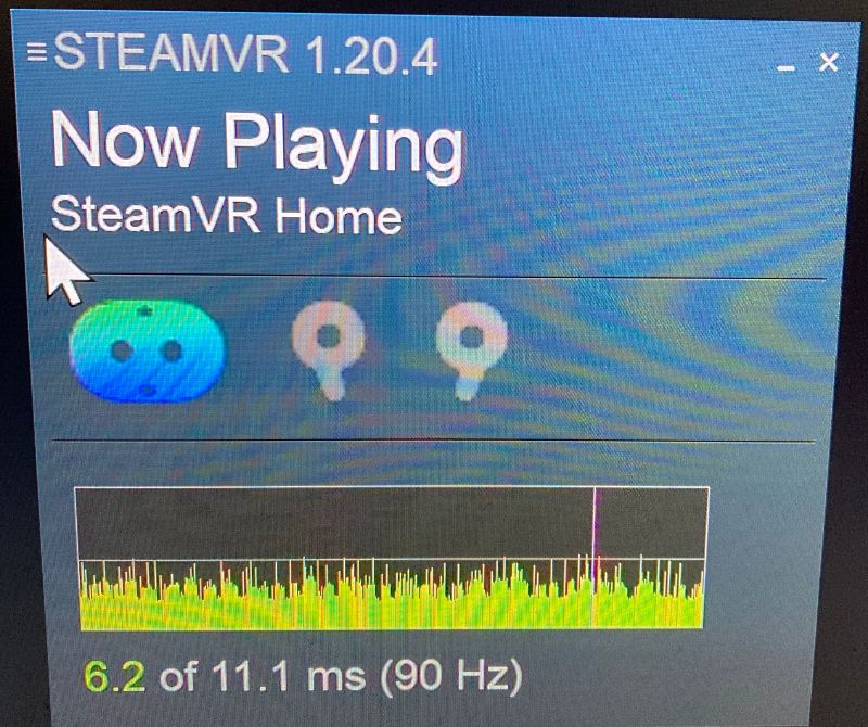 SteamVR performance statistics with a light load on the host system.