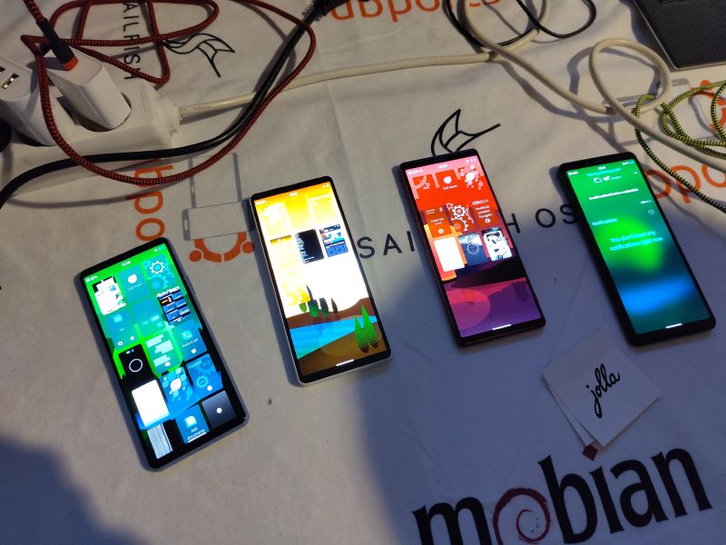 Various Sony Xperia phones running SailfishOS.