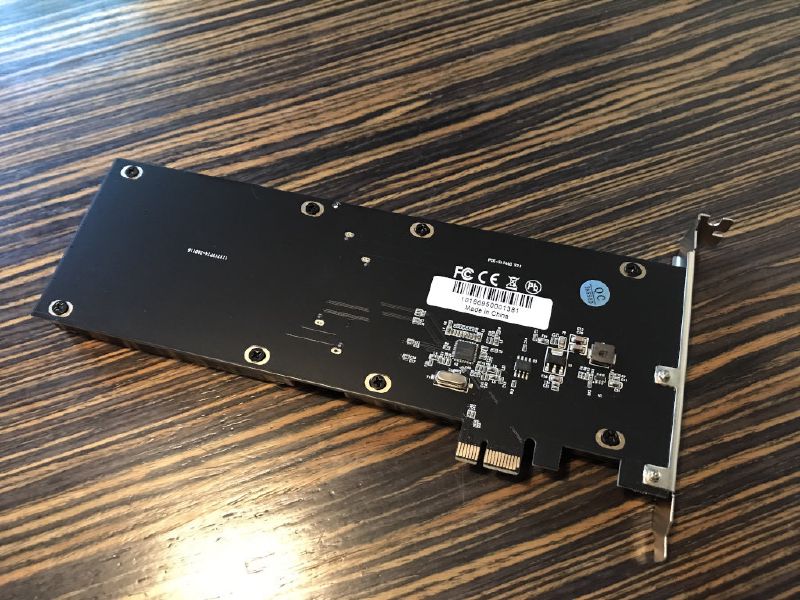 Adapter card with two drives installed (back).