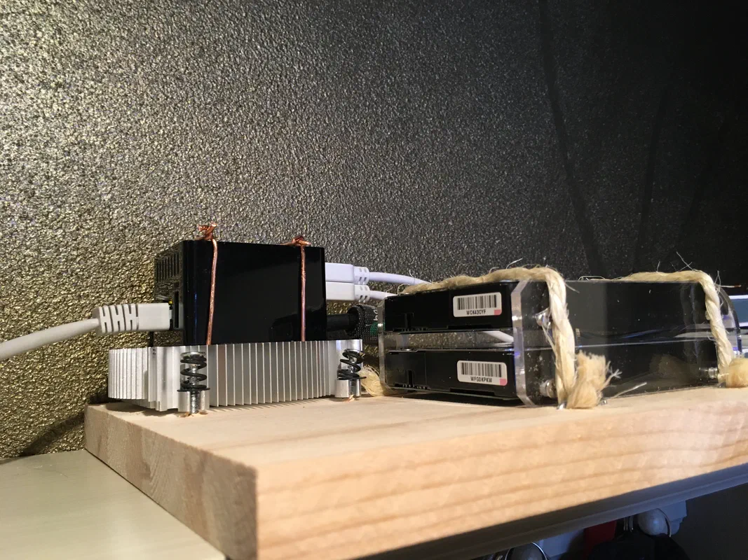 This setup originally had two 4TB hard drives. Unfortunately one of them was too faulty for even BTRFS to handle.