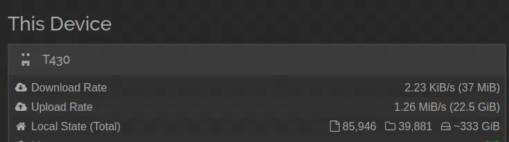 Typical transfer speed that I observed with the setup.