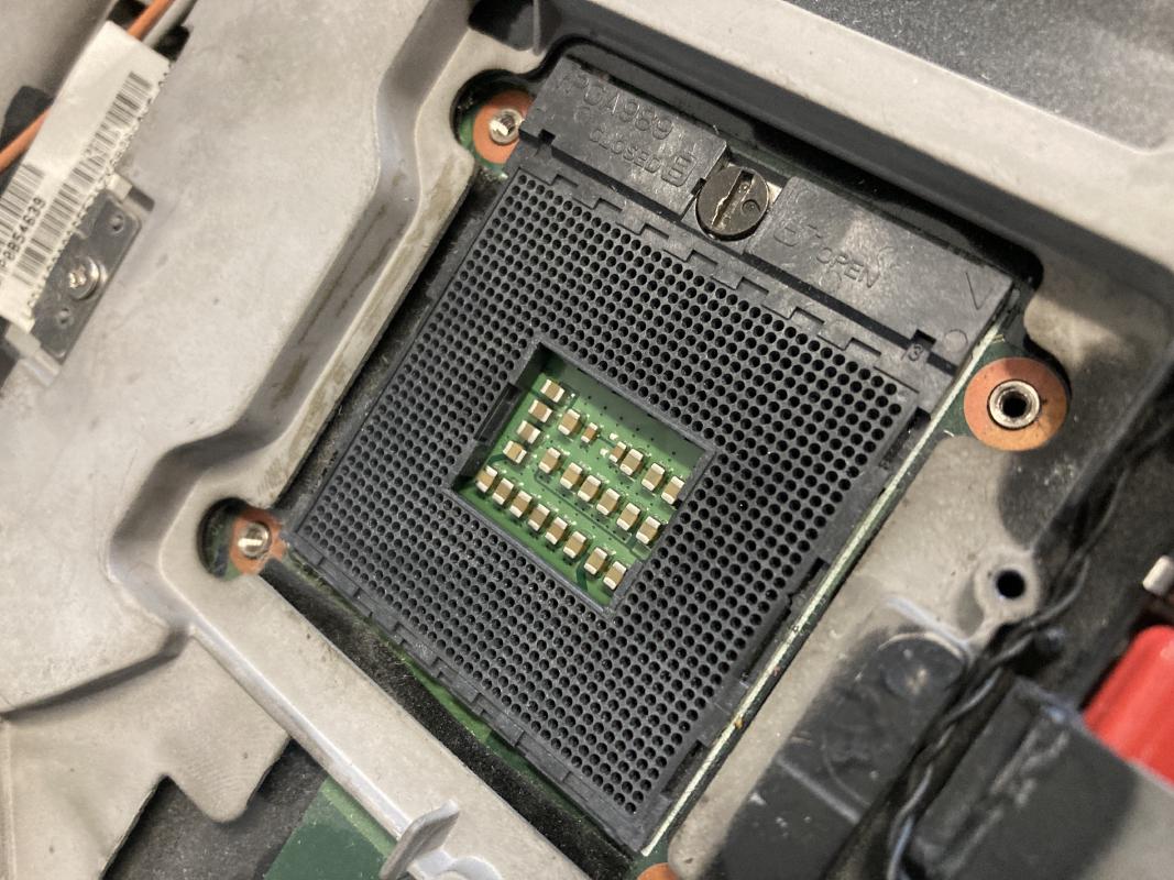 A CPU socket in a laptop.