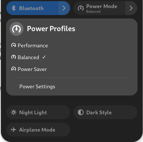 Power Profiles in GNOME 44.