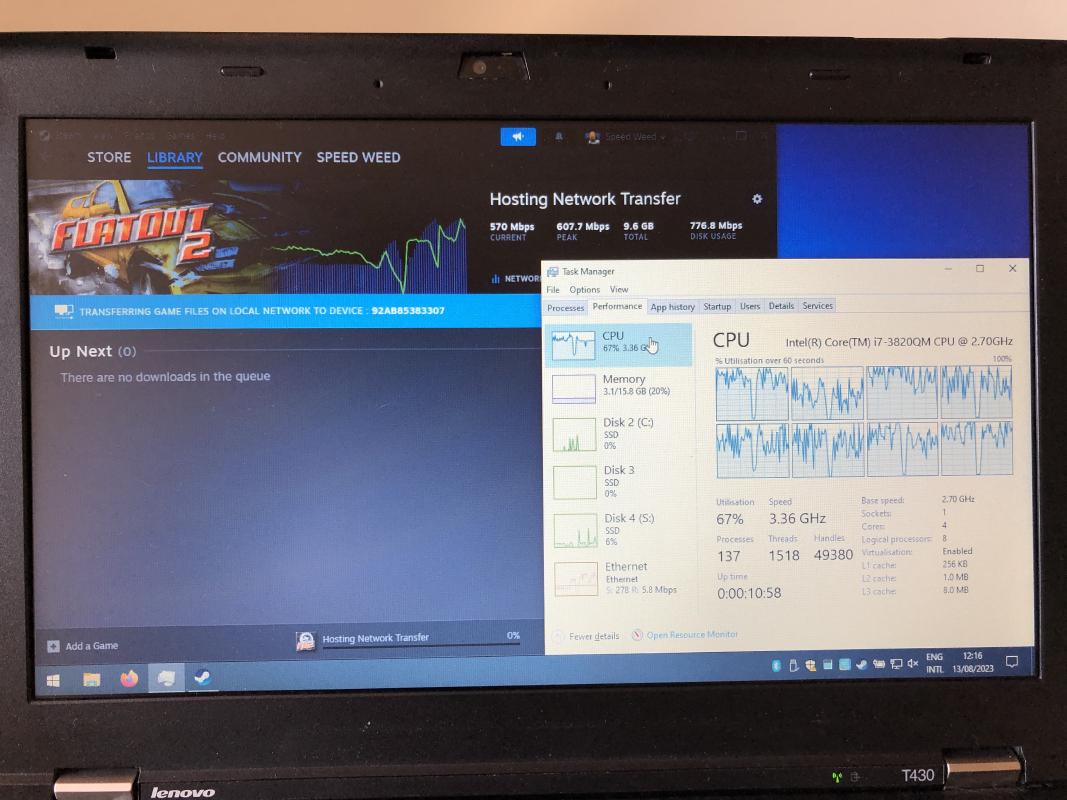 Typical transfer speeds observed with this setup.