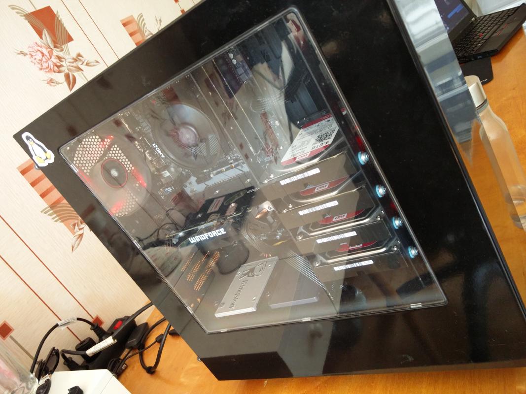 Fun fact: one of the WD Red drives died and had to be replaced through warranty.