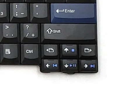 Media playback control keys on a ThinkPad T420 keyboard.