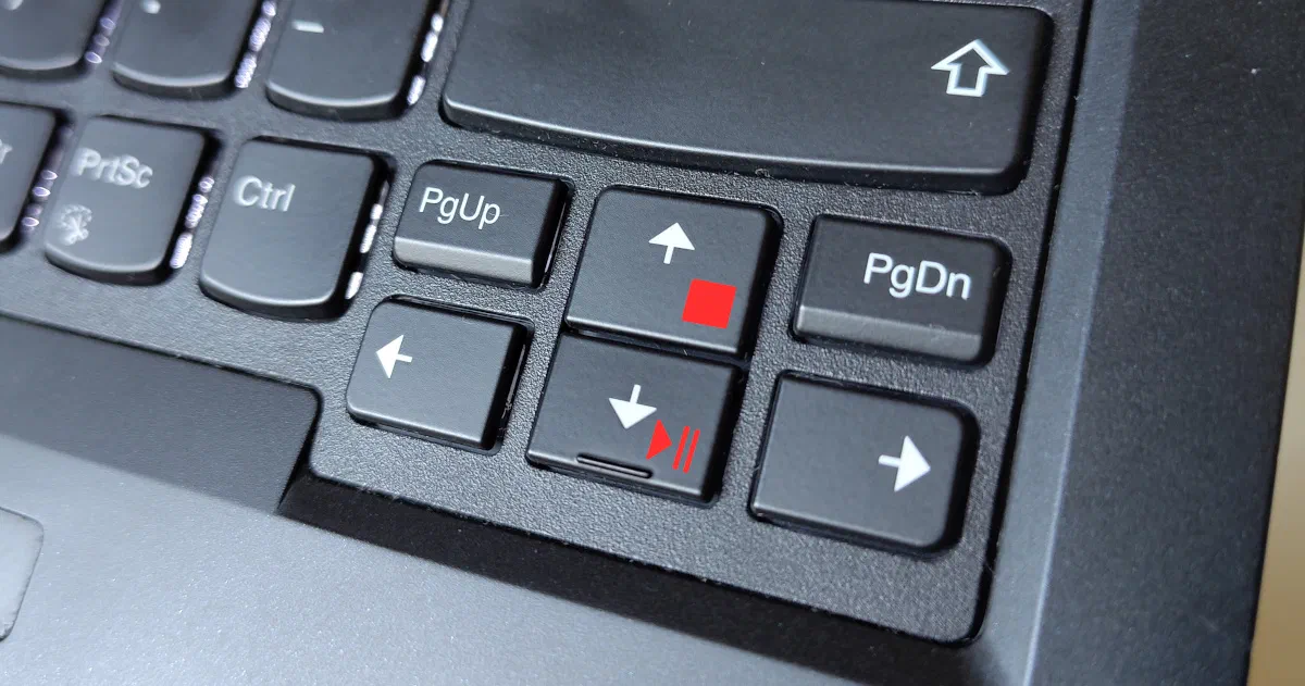 The hidden media play/pause/stop keys on the Lenovo ThinkPad L390 Yoga