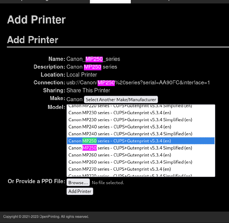 You should be able to find your printer in this view.