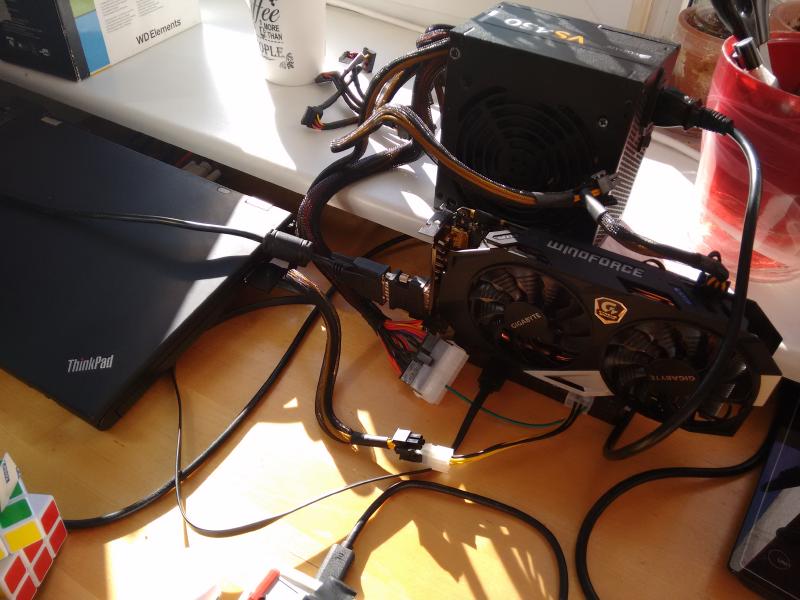 The setup with an ATX PSU.