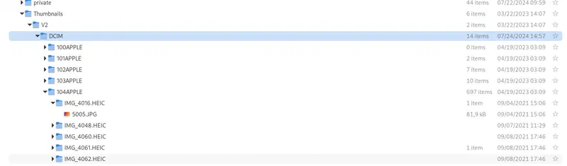 Thumbnails are in a separate folder.