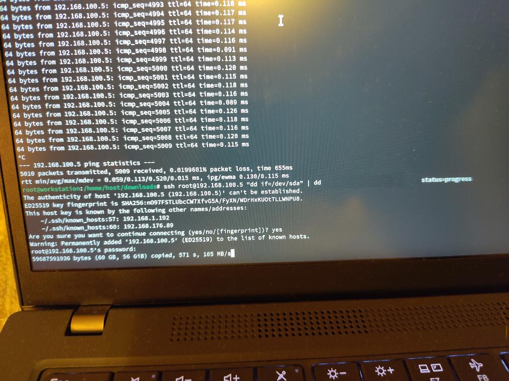 It might be only 105 MB/s, but it beat doing the same over Wi-Fi at 1.5 MB/s!