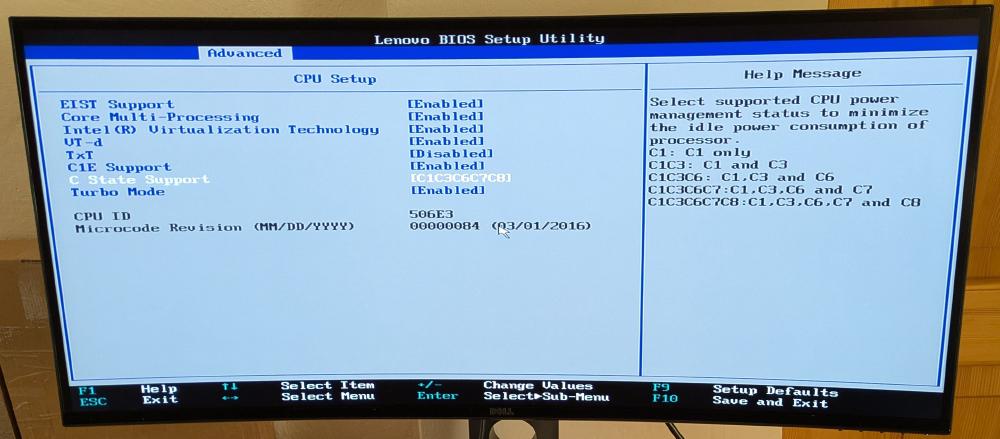 C-state options in UEFI settings.