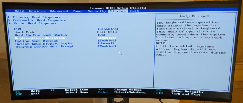 Keyboardless operation setting, enabled by default.