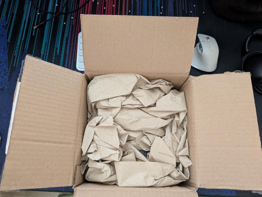 Plenty of paper inside to prevent the drives from flying around.