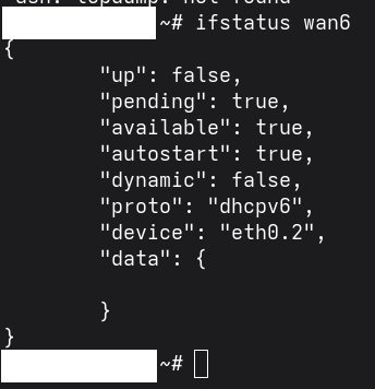 Interface down, in pending state.