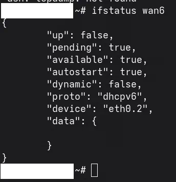Interface down, in pending state.