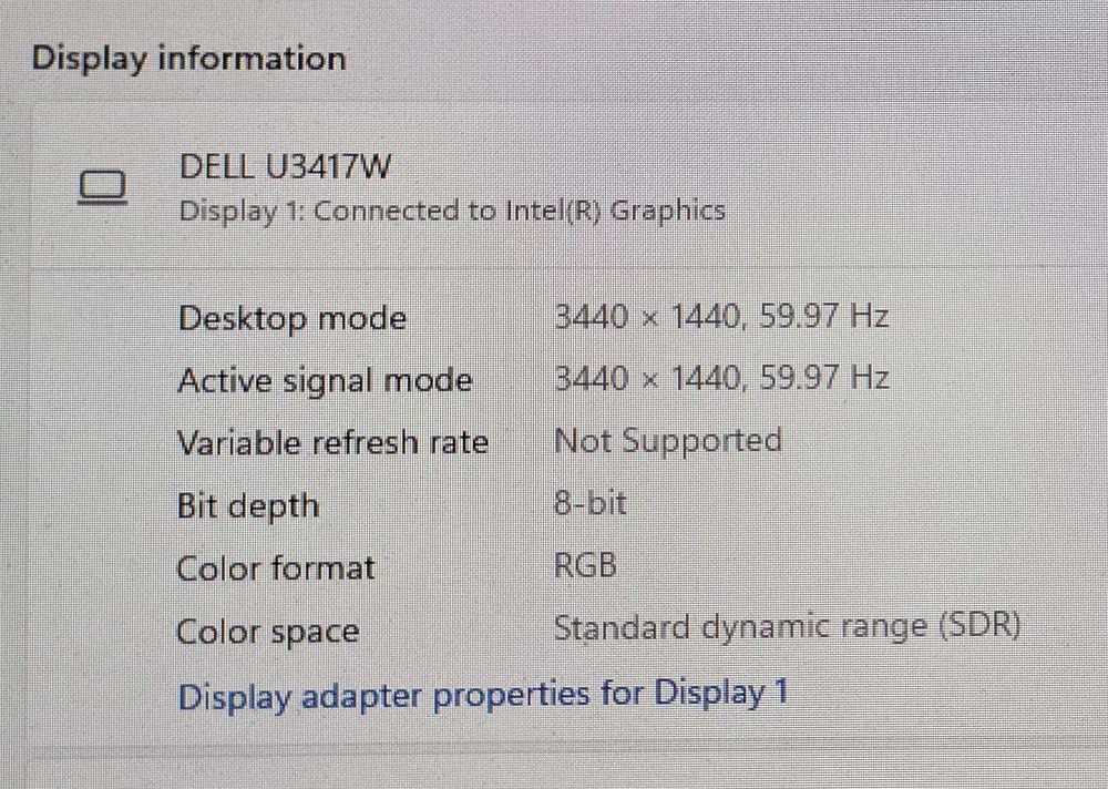 The display output working as intended on Windows 11.