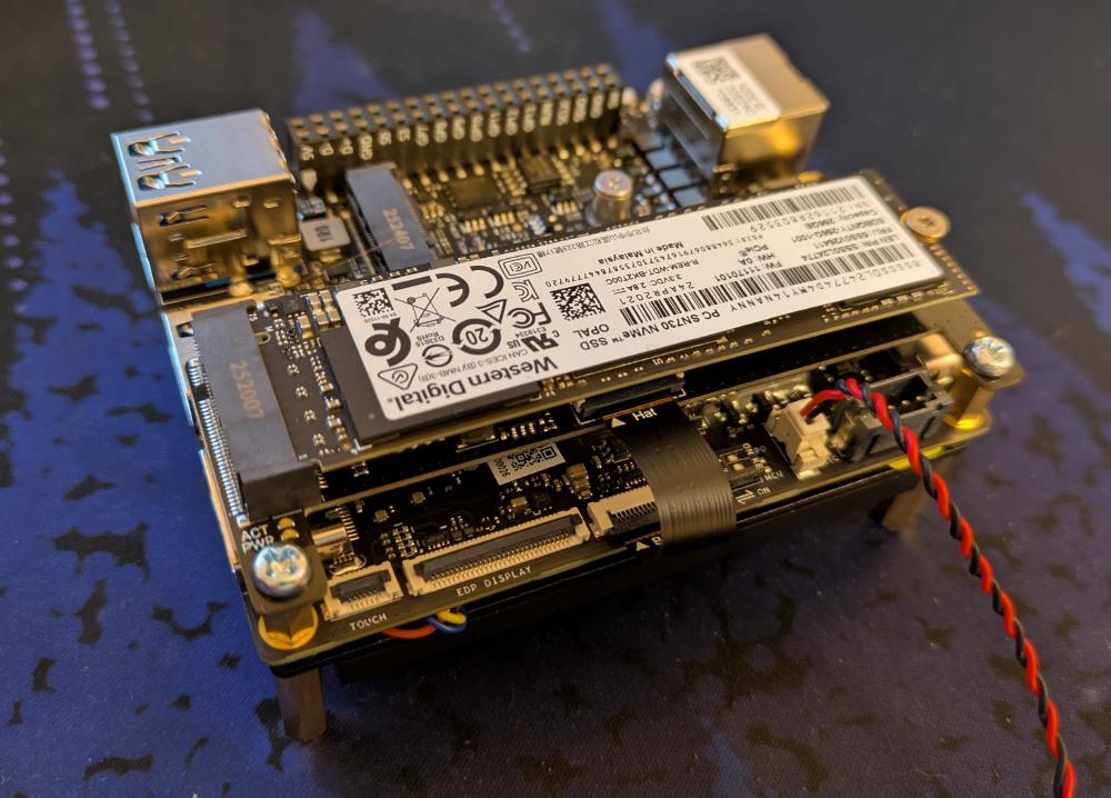 Adapter with an M.2 2280 NVMe SSD. This Western Digital SSD was used for some quick testing.
