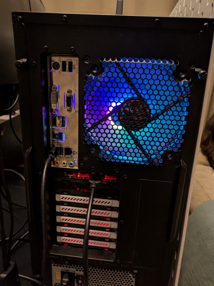 The RGB glow doubles as a night light.