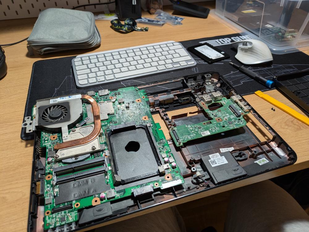 The motherboard with the extension board.